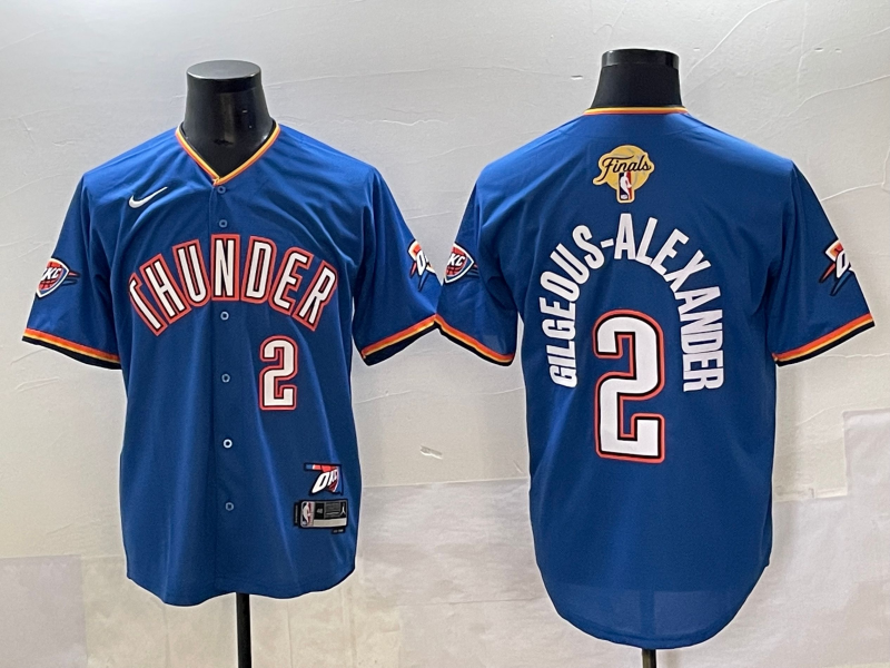 Men 2025 Oklahoma City Thunder #2 Gilgeous Alexander Blue Nike Joint Name NBA Jersey style 2->oklahoma city thunder->NBA Jersey